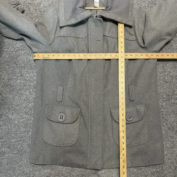 Vintage Caren Sport Gray Wool Blend PeaCoat 3X Button Front Big Collared - Picture 6 of 6